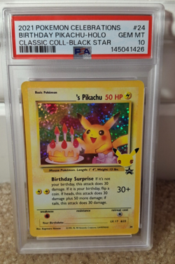 PSA 10 GEM MINT 2021 POKEMON CELEBRATIONS BIRTHDAY PIKACHU HOLO CARD #24 - Image 1