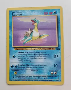 Rare Pokemon Trading Card Fossil Set Lapras 25/62 WOTC Non Holo 1999 - Image 1