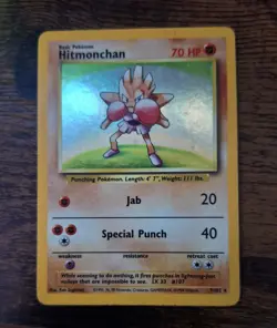 Hitmonchan Base Set Holo Rare Pokemon TCG Card 7/102 LP - Image 2