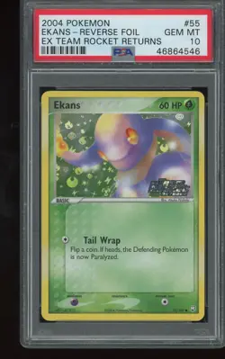 POP 22 PSA 10 Ekans Reverse Foil 2004 Pokemon EX Team Rocket Returns #55 - Image 1