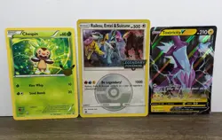 Lot of 3 Pokemon Jumbo Promo Cards Toxtricity 2019, Chespin 2013, Raikou 2018 - Image 1