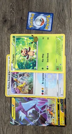 Lot of 3 Pokemon Jumbo Promo Cards Toxtricity 2019, Chespin 2013, Raikou 2018 - Image 2