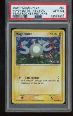 POP 25 PSA 10 Magnemite Reverse Foil 2004 Pokemon EX Team Rocket Returns #66 - Image 1