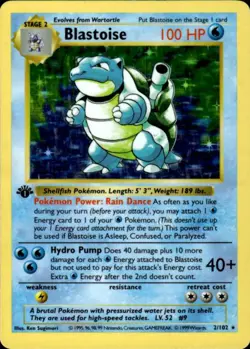 Pokemon Blastoise 2/102 Base Set Holo 1st Edition Heavily Played - Image 1