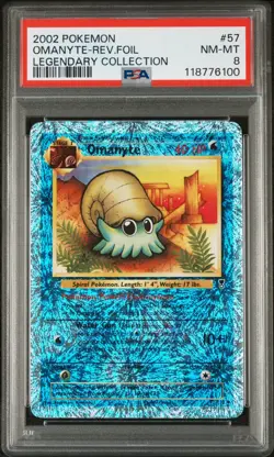 2002 OMANYTE POKEMON LEGENDARY COLLECTION #57 REVERSE FOIL PSA 8 - Image 1