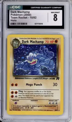 CGC 8 Dark Machamp Pokemon Team Rocket Vintage Holo 10/82 - Image 1