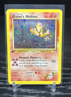 Blaine's Moltres - 1st Edition Holo - 1/132 Gym Heroes - Pokemon - Nice Swirl! - Image 1