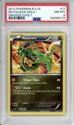 PSA 8 Rayquaza Pokemon B&W Dragon Vault Holo #11 - Image 1
