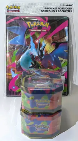 Pokemon TCG Mega Charizard EX Tins Set of 2 (X & Y) + Charizard Card Folder! - Image 2