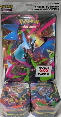 Pokemon TCG Mega Charizard EX Tins Set of 2 (X & Y) + Charizard Card Folder! - Image 3