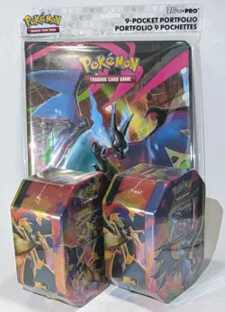 Pokemon TCG Mega Charizard EX Tins Set of 2 (X & Y) + Charizard Card Folder! - Image 4