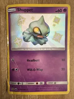 Shuppet SV16/SV94 Pokemon Hidden Fates Sun & Moon Shiny Vault Holo Card DAMAGED - Image 1
