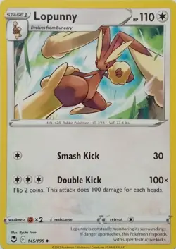 145/195 LOPUNNY | UNCOMMON | SILVER TEMPEST POKEMON CARD - Image 1