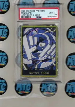 2025 One Piece PRB02 EN Don!! Card Monkey D. Luffy Gold Gear 5 PSA 10 GEM MINT - Image 1
