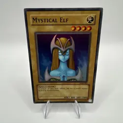 Yu-Gi-Oh! Mystical Elf LOB-062 NM Super Holo Rare 2002 Yugioh Card TCG Vintage - Image 1