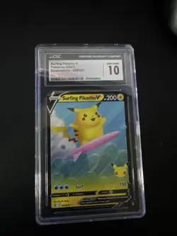CGC 10 Surfing Pikachu Holo Card 2021 Celebrations Series 008/025 - Image 1