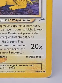 LIGHT JOLTEON - 48/105 - Neo Destiny - Uncommon - Pokemon Card - Image 4