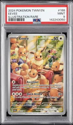 2024 POKEMON TWM EN-TWILIGHT MASQUERADE ILLUSTRATION RARE #188 EEVEE PSA 9 - Image 1