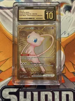 2023 Pokemon Mew Ex 205/165 Gold Metal Promo CGC 10 Pristine Black Label UPC 151 - Image 1