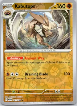 Kabutops 141/165 R 151 Pokemon Reverse Holo Near Mint - Image 1