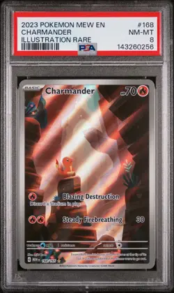 2023 POKEMON MEW EN-151 ILLUSTRATION RARE #168 CHARMANDER PSA 8 - Image 1