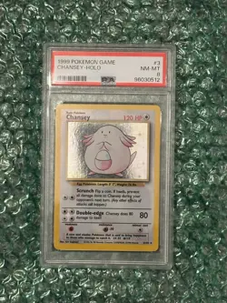 Pokemon TCG Chansey Base Set Holo Rare PSA 8 #3/102 English 1999 - Image 1