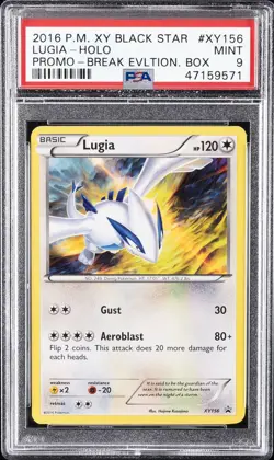 2016 POKEMON XY BLACK STAR PROMO BREAK EVOLUTION BOX #XY156 LUGIA-HOLO PSA 9 - Image 1
