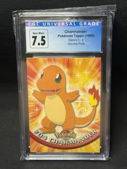 Charmander Pokemon Topps 1999 7.5 CGC Blue Label POP 15 Second Print Series 1-4 - Image 1