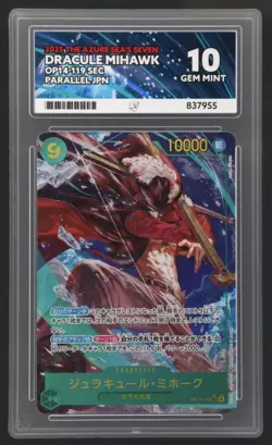 One Piece TCG Dracule Mihawk OP14-119 SEC Alt Art Japanese ACE 10 - Gem Mint - Image 1