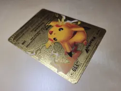 Fan Art - Pikachu V Gold Foil Textured Collector Pokemon Card HP190 043/185 - Image 5