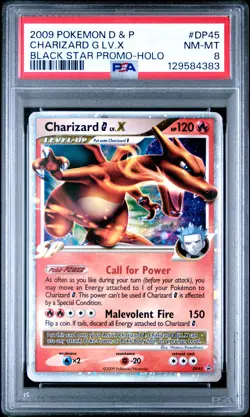 2009 POKEMON DIAMOND & PEARL BLACK STAR PROMO HOLO #DP45 CHARIZARD G LV.X PSA 8 - Image 1