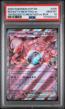2023 Pokemon SV Black Star Promos - SVP EN Team Rocket's Mewtwo ex #205 PSA 10 - Image 1