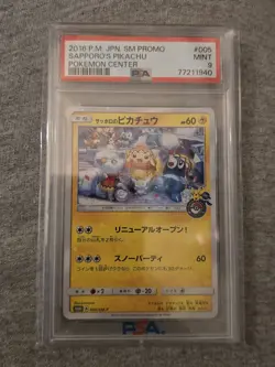 Sapporo's Pikachu 005/SM-P Pokemon Center Japanese Promo PSA 9 - Image 1