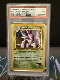 Pokemon 2000 1st Edition Giovanni's Nidoking Holo 7/132 PSA 7 CLEAN! - Image 1