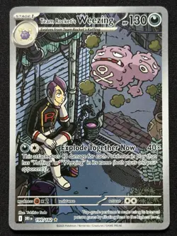 Team Rocket's Weezing 199/182 Illustration Rare Pokemon TCG Destined Rivals NM - Image 1