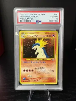 [PSA 10] Pokemon Typhlosion Holo Rare Japanese Neo 1999 Premium File #157 - Image 1