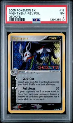 2005 Pokemon EX Deoxys Mightyena-Reverse Holo Foil #12 PSA NM 7 - Image 3