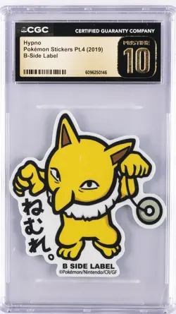 2019 POKEMON STICKERS PT. 4 B-SIDE LABEL HYPNO CGC 10 PERFECT - Image 1