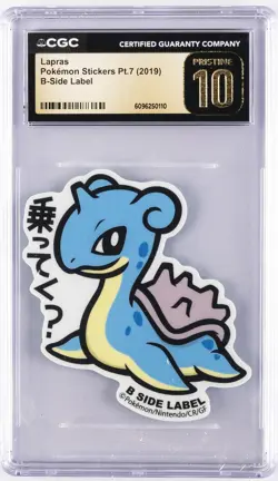 2019 POKEMON STICKERS PT. 7 B-SIDE LABEL LAPRAS CGC 10 PERFECT - Image 1