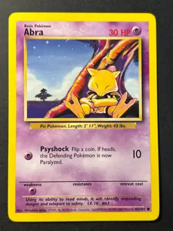 Abra 43/102 4th Print Base Set - Common Pokemon Card - WOTC Near Mint - Image 1