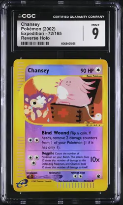 CGC 9 MINT Chansey 2002 Expedition 72/165 Reverse Holo Pokemon Card - Image 1