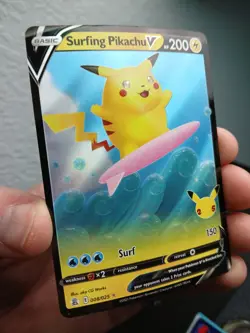 Pokemon TCG Surfing Pikachu V 008/025 Celebrations 25th Anniversary NM - Image 3