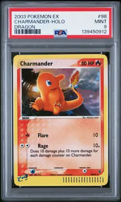 2003 POKEMON EX DRAGON #98 CHARMANDER-HOLO PSA 9 - Image 1