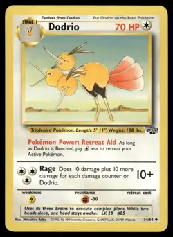 Pokemon Cards Dodrio 34/64 Unlimited Jungle WOTC Uncommon NM - Image 1