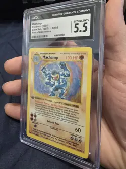 Pokemon TCG Machamp Holo Rare 1st Edition Shadowless 8/102 CGC 5.5 - Image 2