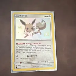 Pokemon TCG Eevee SV41/SV94 Hidden Fates Shiny Vault Holo Shiny Rare 60HP Basic - Image 1