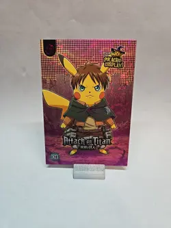 Attack on Titan Pikachu Cosplay – Purple Holo Foil – Fan Art Parody Card E24 - Image 1