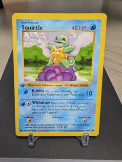 Pokemon Card - Squirtle Base Set (Shadowless) 63/102 Common 1st Edition - Image 1
