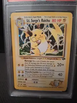 PSA 8 LT. Surge's Raichu Gym Challenge 11/132 Pokemon Card Near MINT Holo - Image 2