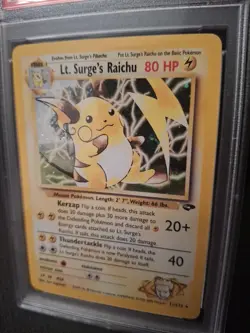 PSA 8 LT. Surge's Raichu Gym Challenge 11/132 Pokemon Card Near MINT Holo - Image 3